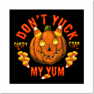 Halloween pumpkin with candy corns Posters and Art